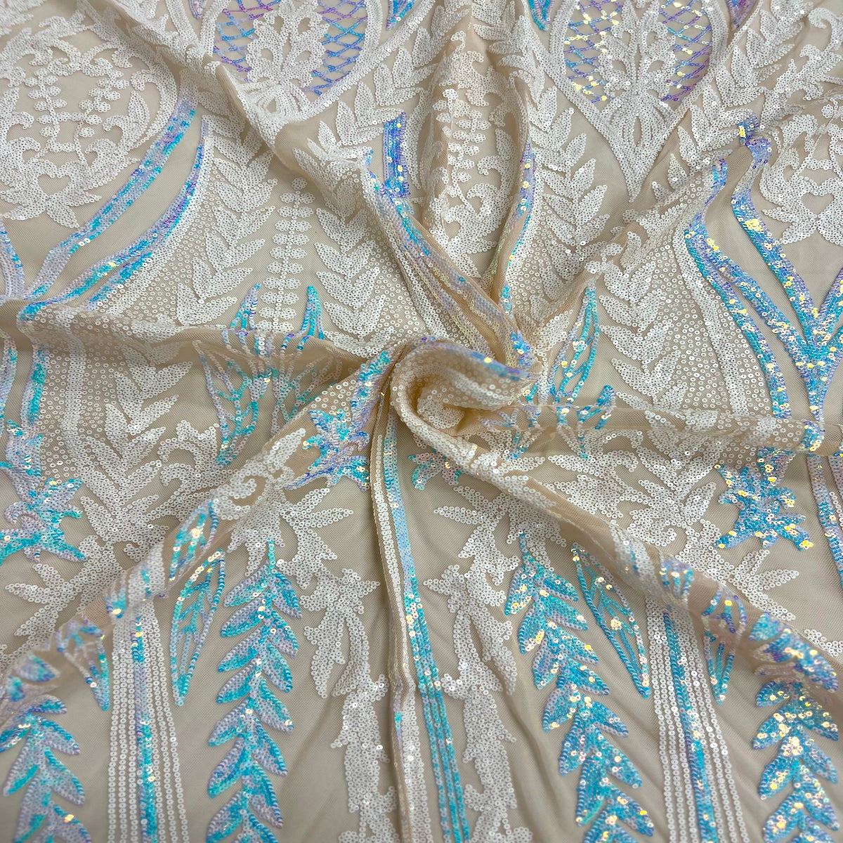 Alina Damask Stretch Sequins Fabric | Spandex Palace