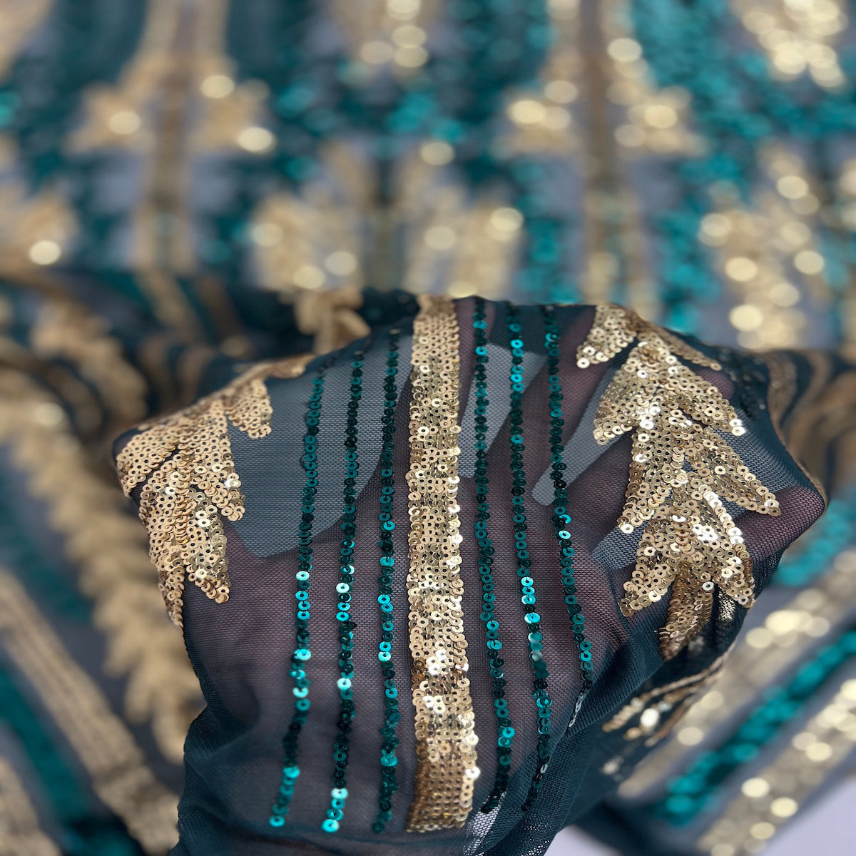 Alina Damask Stretch Sequins Fabric | Spandex Palace