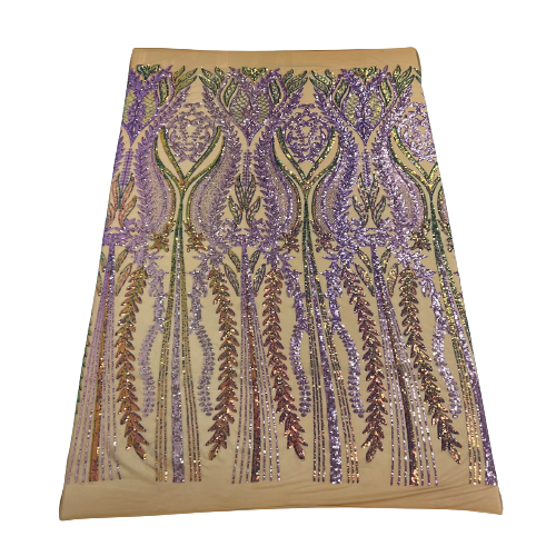 Alina Damask Stretch Sequins Fabric | Spandex Palace