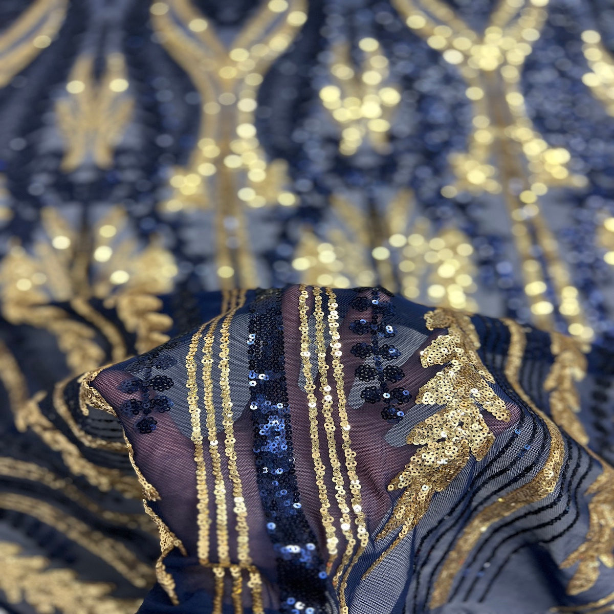 Alina Damask Stretch Sequins Fabric | Spandex Palace