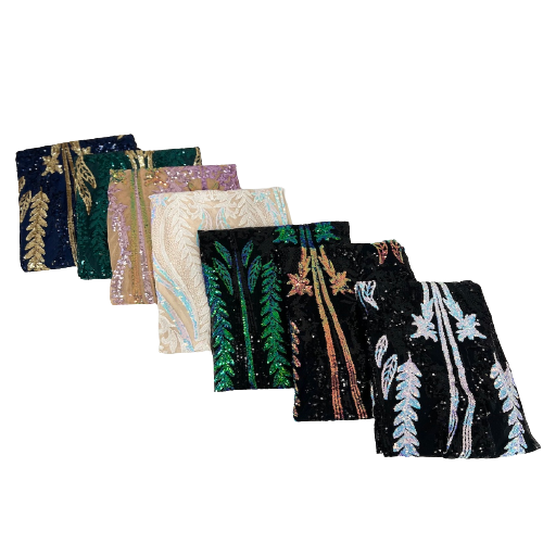 Alina Damask Stretch Sequins Fabric | Spandex Palace