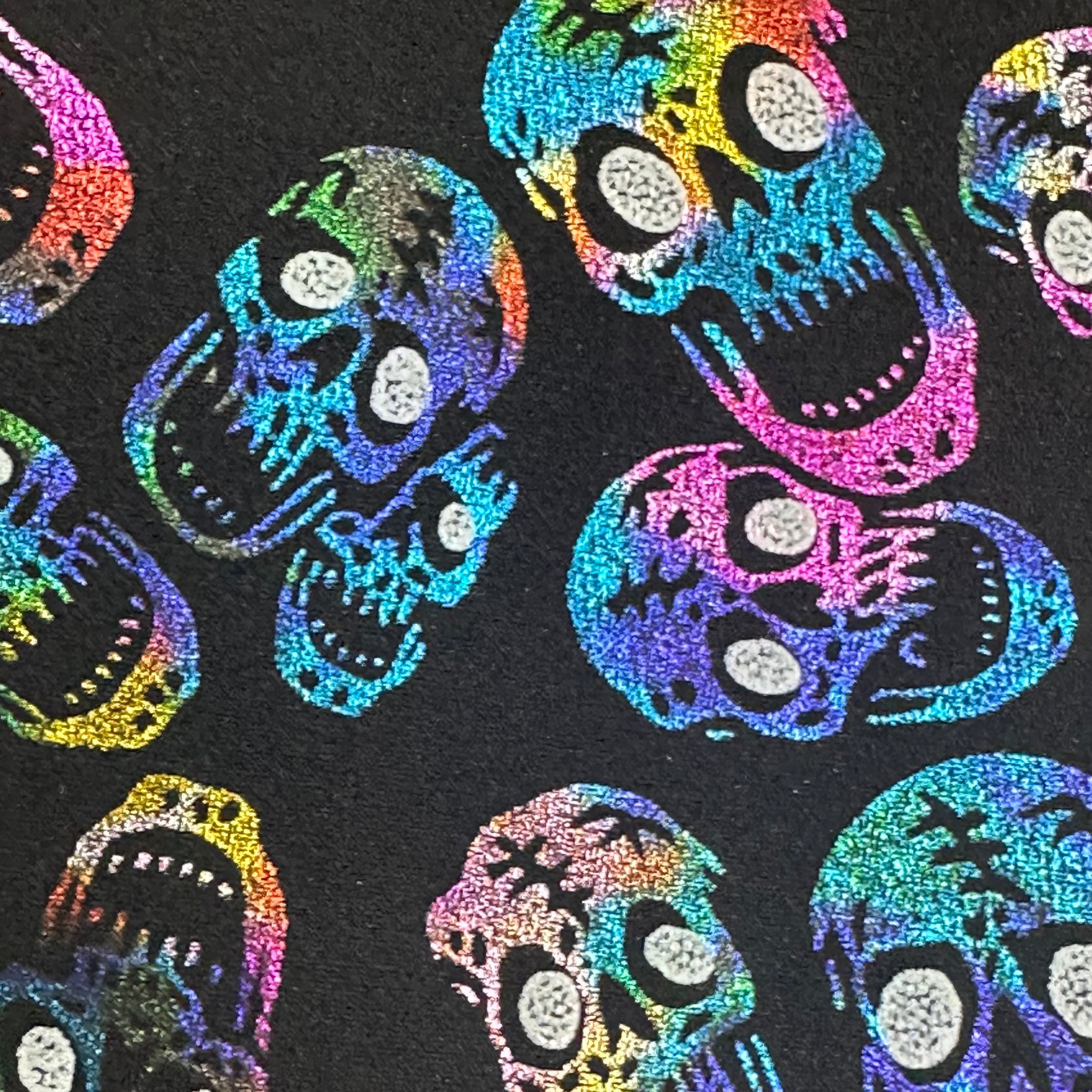 Skull Double Foil Hologram 4 Way Stretch Fabric | Spandex Palace