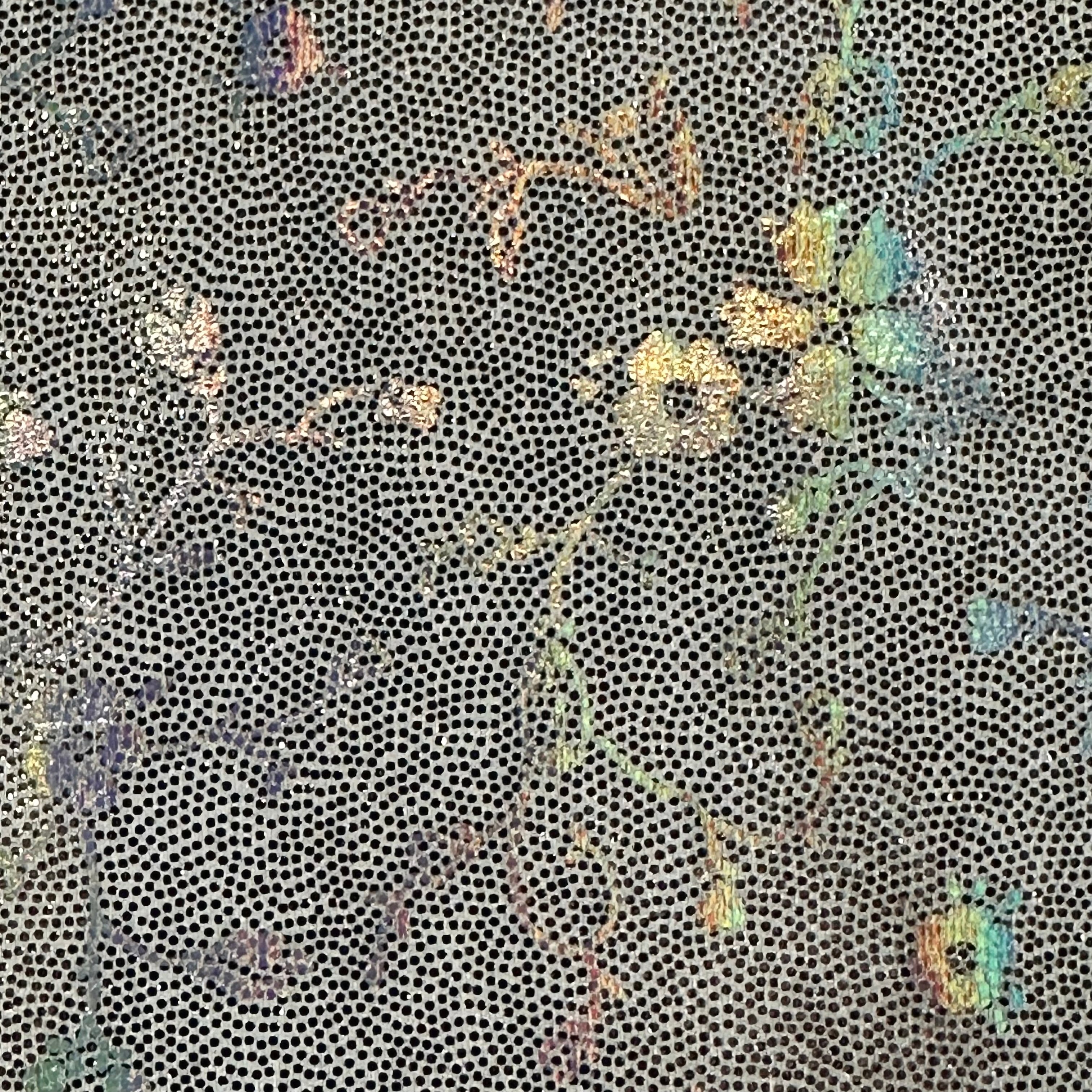 Flower Foggy Foil Nylon Spandex Tricot Hologram | Spandex Palace  White Silver
