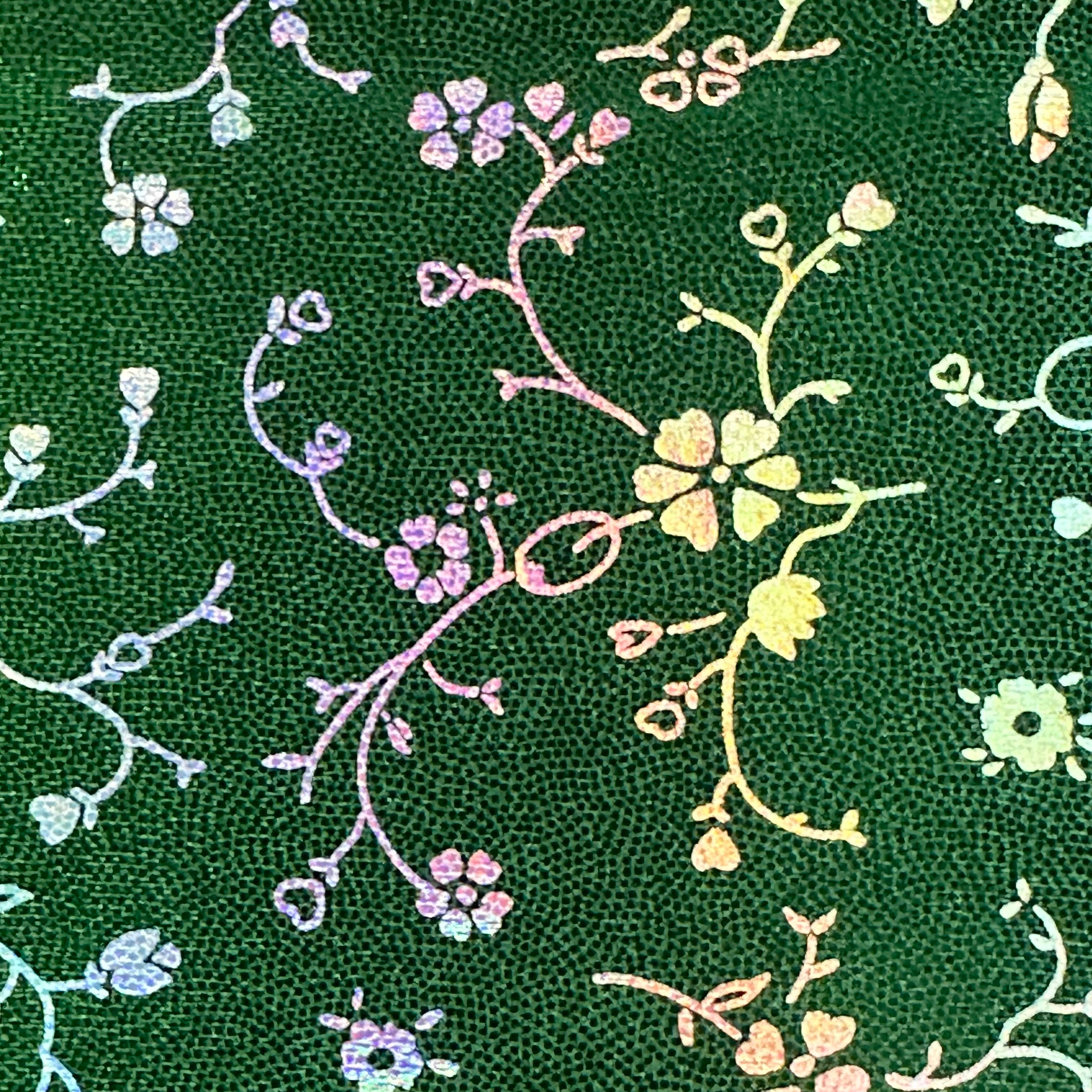 Flower Foggy Foil Nylon Spandex Tricot Hologram | Spandex Palace  Green Silver