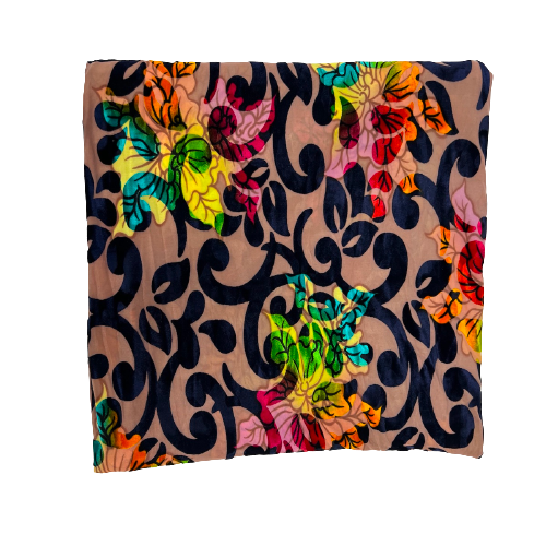 Bombay Multicolor Floral Burnout Stretch Velvet Fabric | Spandex Palace
