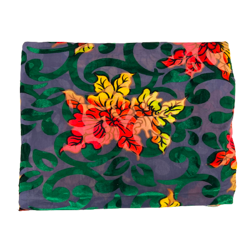 Bombay Multicolor Floral Burnout Stretch Velvet Fabric | Spandex Palace