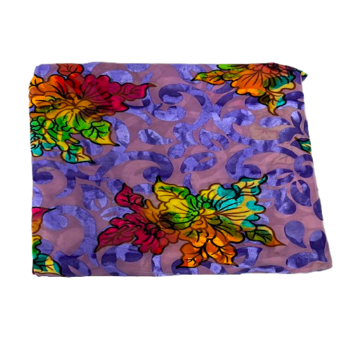 Bombay Multicolor Floral Burnout Stretch Velvet Fabric | Spandex Palace