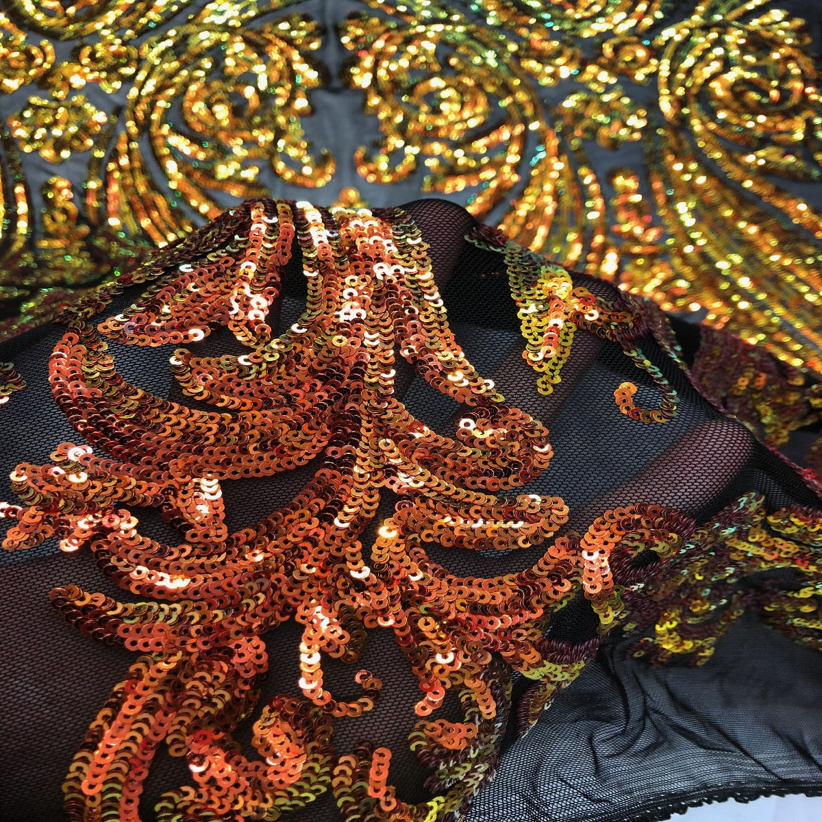 Catina Damask Stretch Sequins Fabric | Spandex Palace