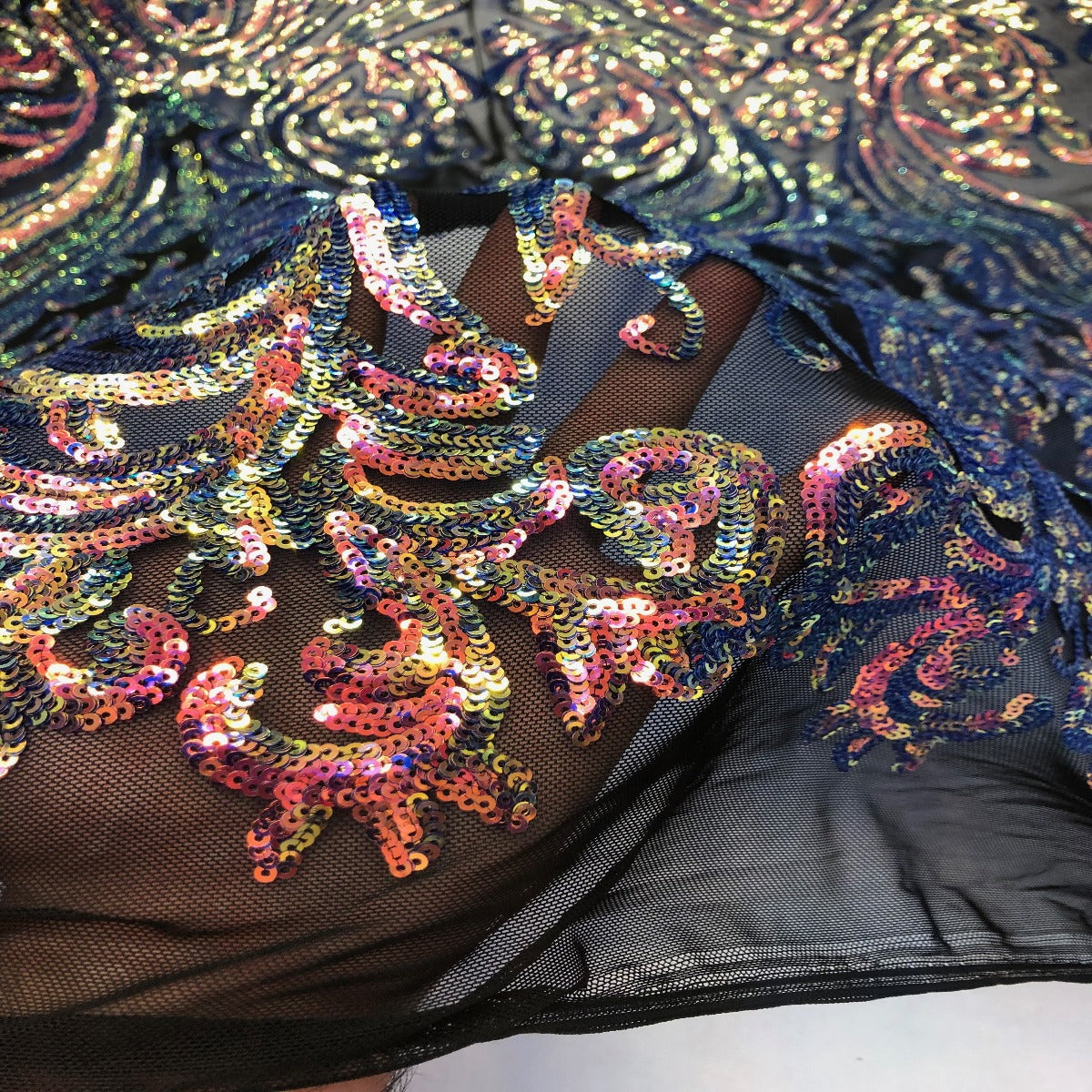 Catina Damask Stretch Sequins Fabric | Spandex Palace