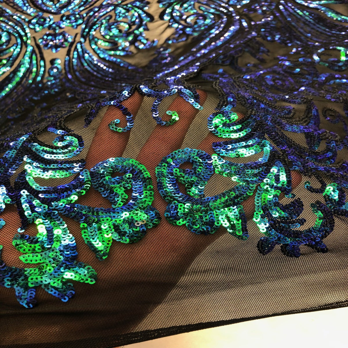 Catina Damask Stretch Sequins Fabric | Spandex Palace
