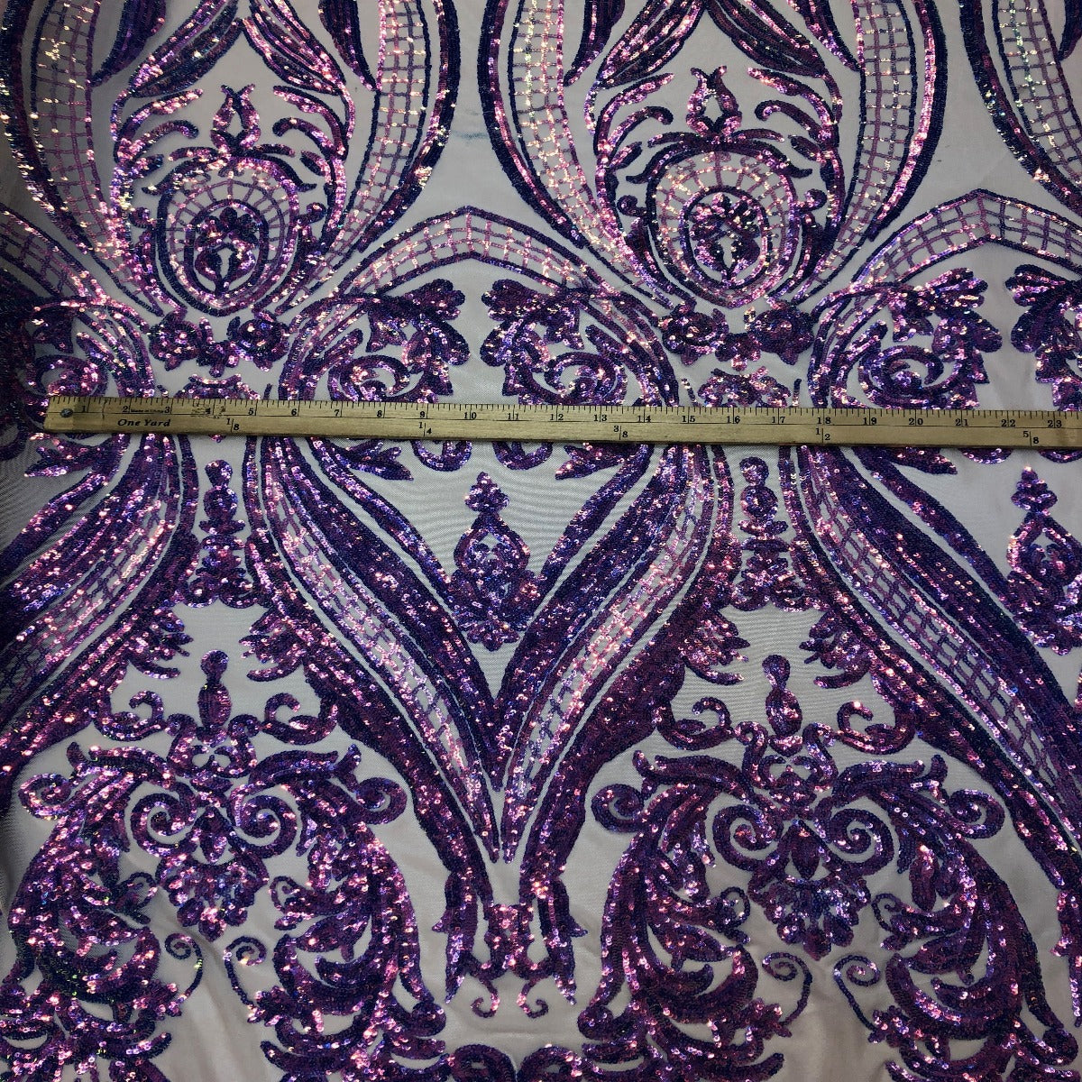 Catina Damask Stretch Sequins Fabric | Spandex Palace