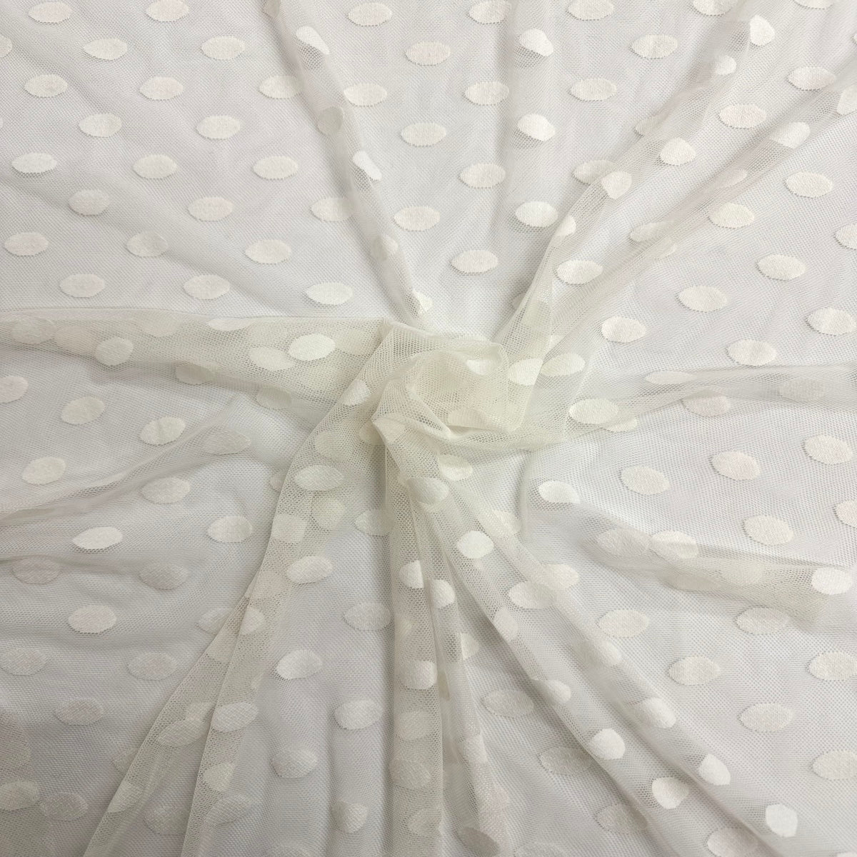 Flocked Polka Dot Mesh Fabric | Spandex Palace