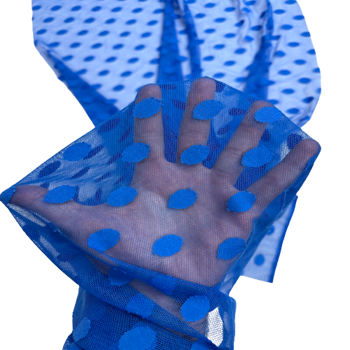 Flocked Polka Dot Mesh Fabric | Spandex Palace