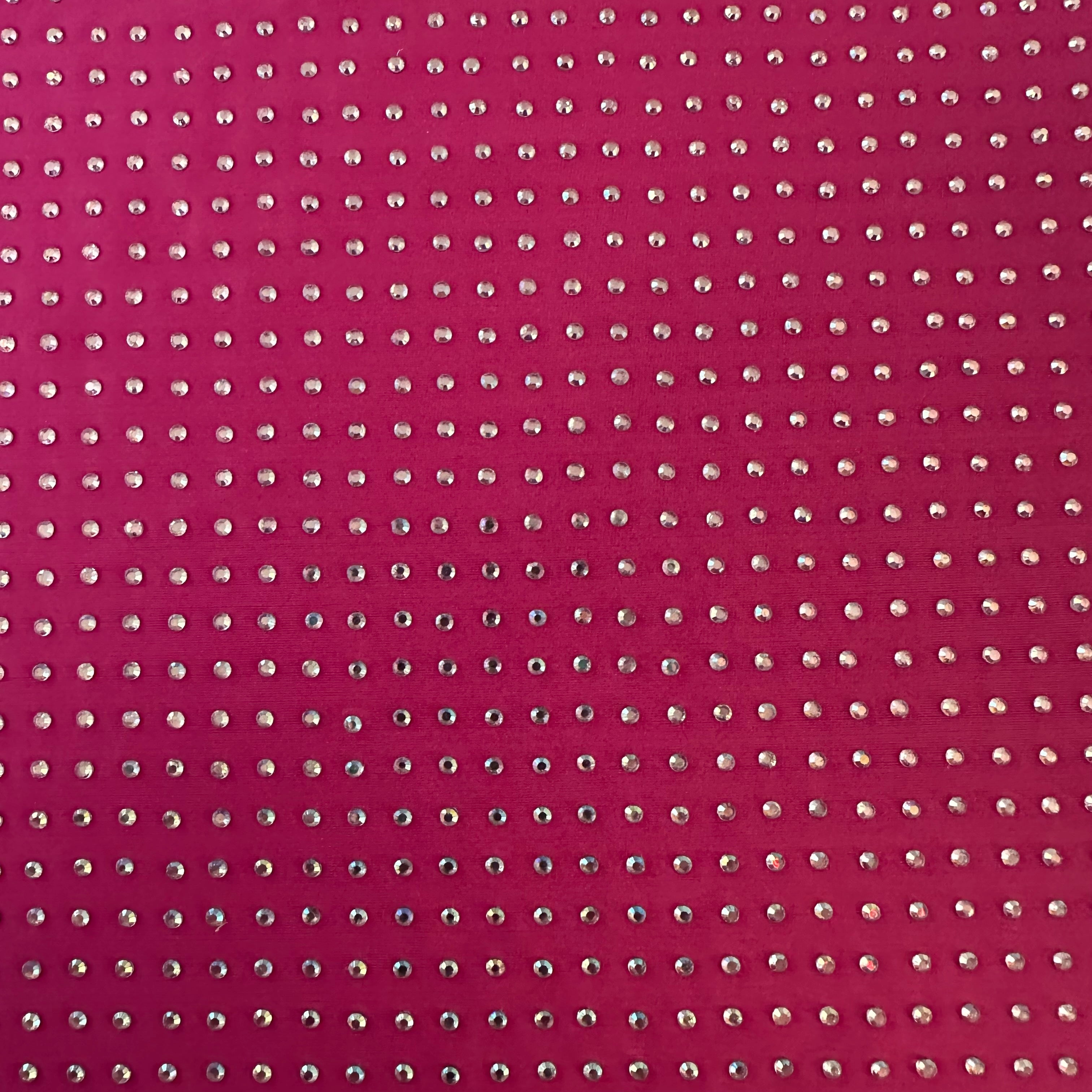 4 Way Stretch Polyester Spandex Fabric Rhinestones | Spandex Palace Hot Pink AB