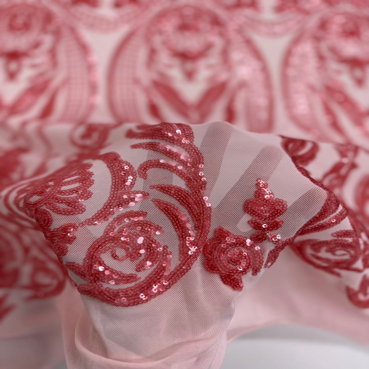 Catina Damask Stretch Sequins Fabric | Spandex Palace