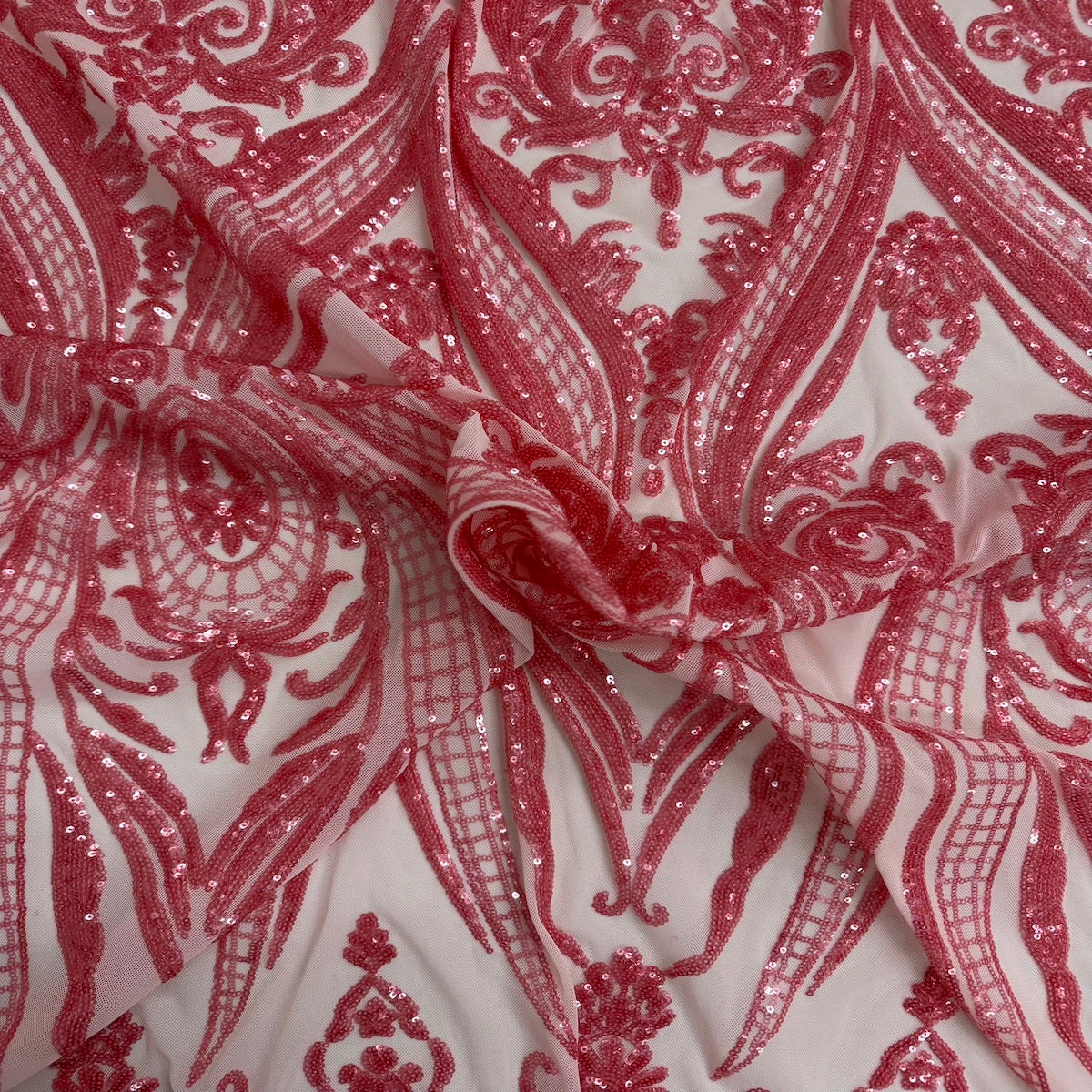 Catina Damask Stretch Sequins Fabric | Spandex Palace