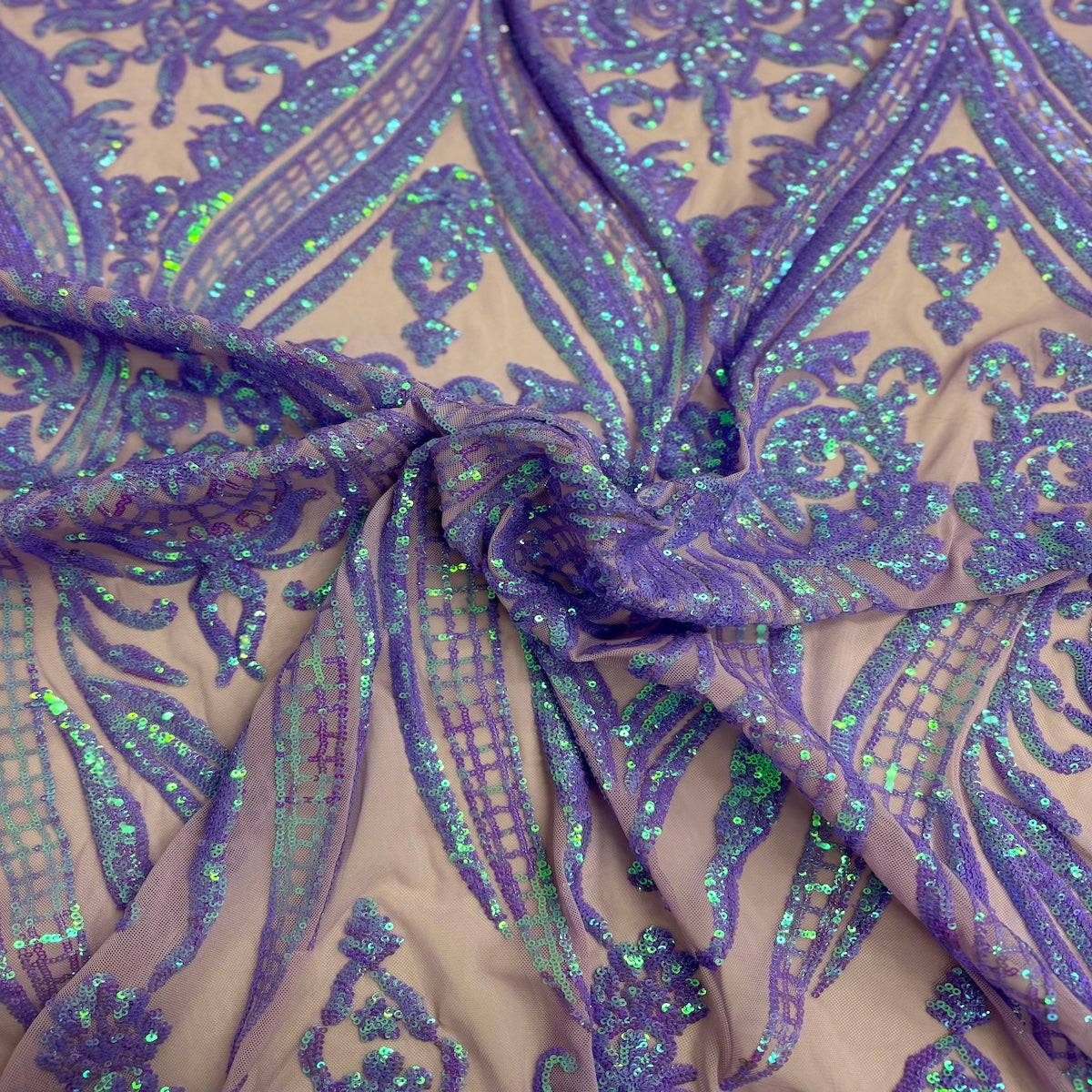 Catina Damask Stretch Sequins Fabric | Spandex Palace