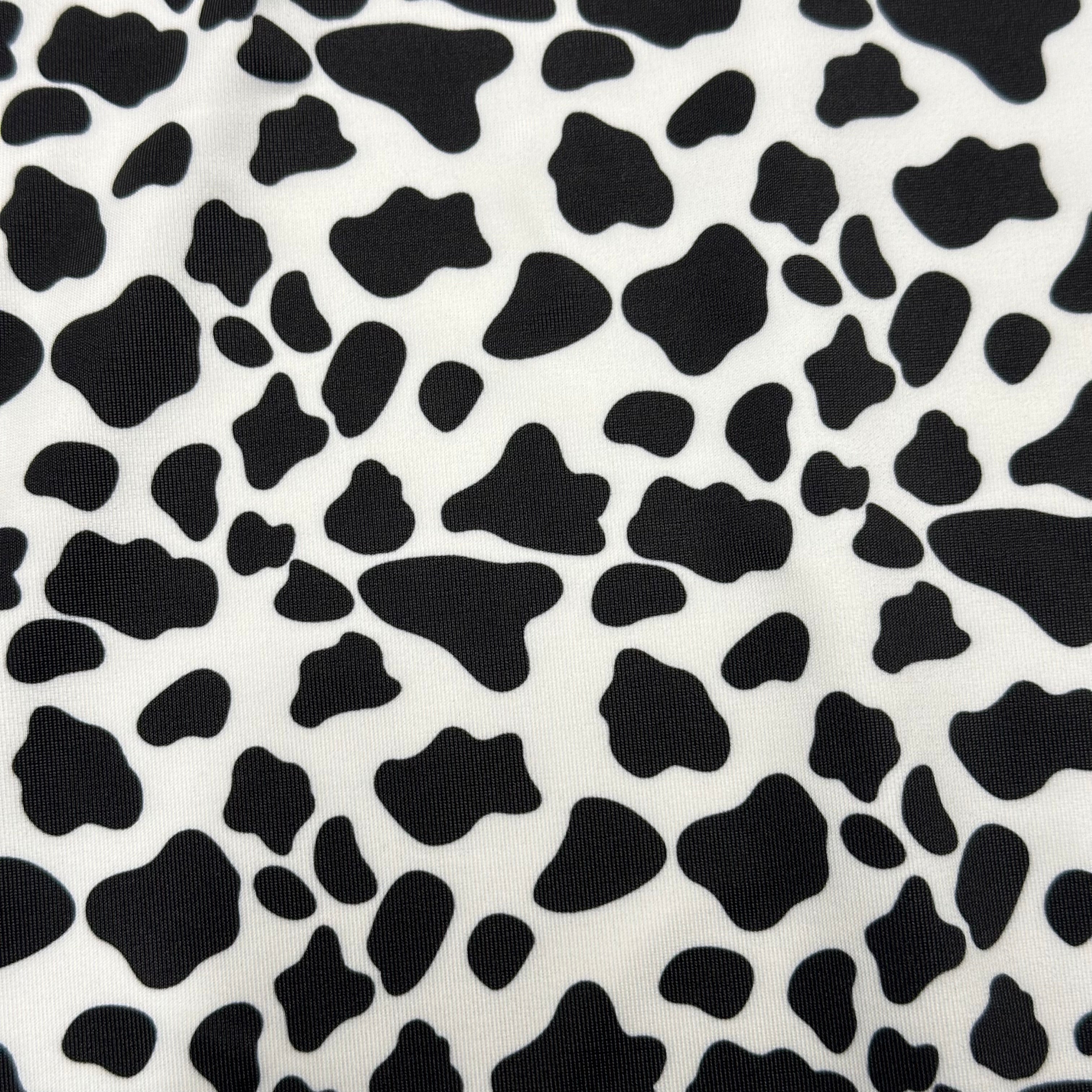Cow Design 4 Way Stretchy polyester Spandex Fabric | Spandex Palace White Black