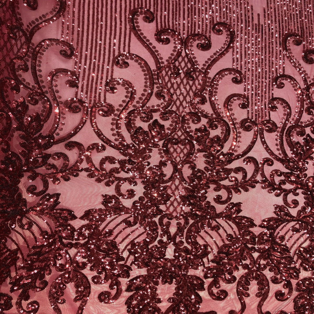 Alta Striped Damask Stretch Sequins Fabric