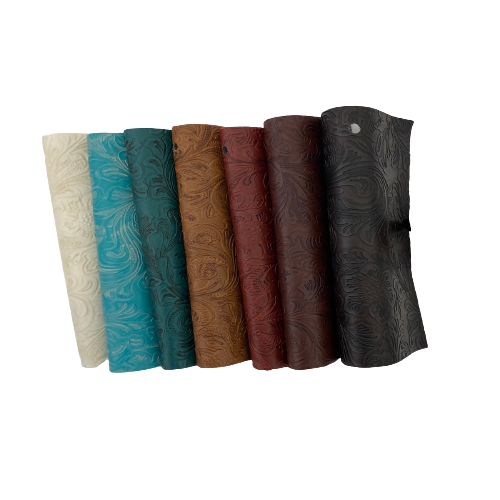 Western Floral PU Faux Leather Vinyl Fabric | Spandex Palace