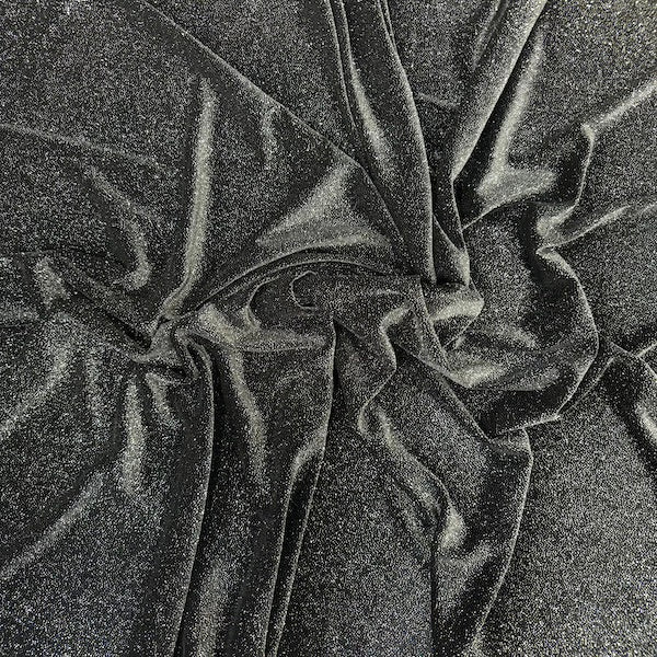 Misty Glitter Stretch Velvet | Spandex Fabric