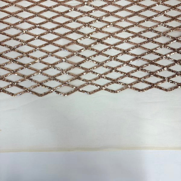 Diamond Pattern Sequins Stretch Mesh Fabric | Spandex Palace