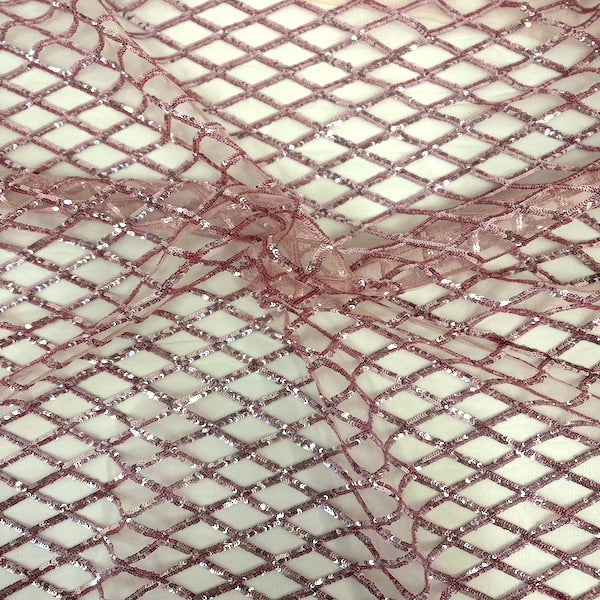 Diamond Pattern Sequins Stretch Mesh Fabric | Spandex Palace