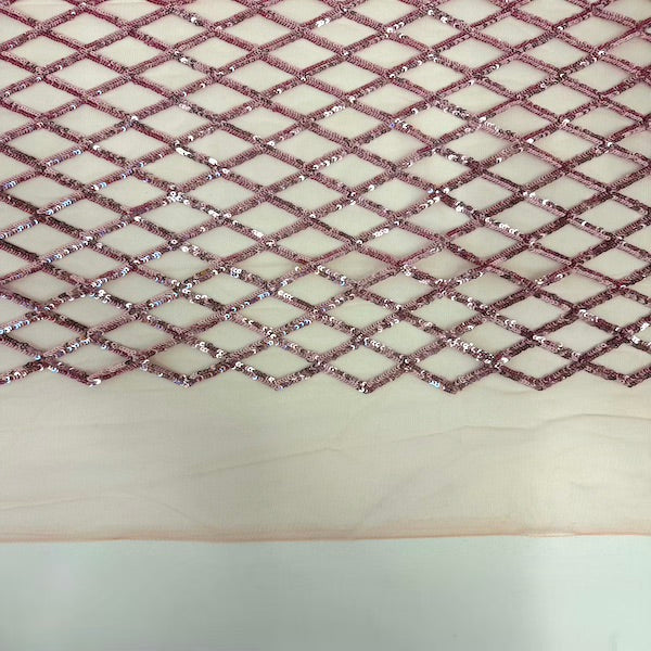 Diamond Pattern Sequins Stretch Mesh Fabric | Spandex Palace