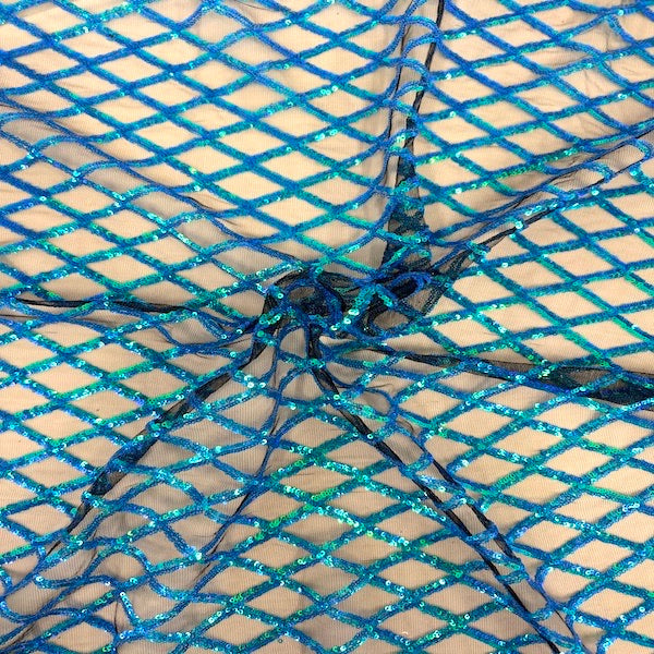 Diamond Pattern Sequins Stretch Mesh Fabric | Spandex Palace