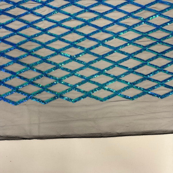 Diamond Pattern Sequins Stretch Mesh Fabric | Spandex Palace