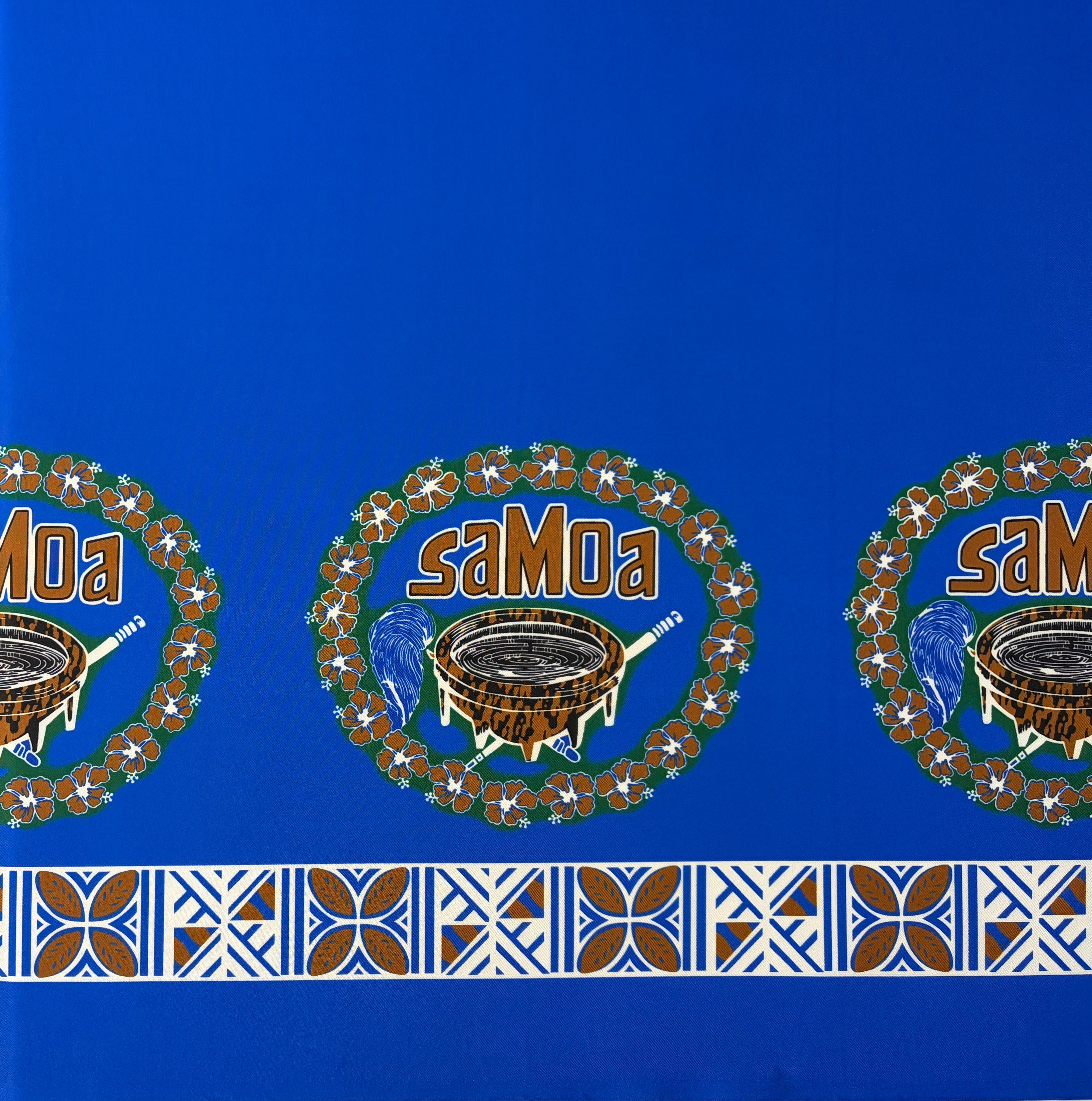 Samoan Heritage Wreath Double Border Polyester Fabric | Islands Fabric