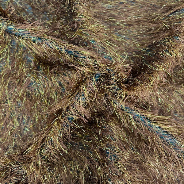 Metallic Faux Fur Tinsel Ostrich Feather Fabric | Spandex Palace