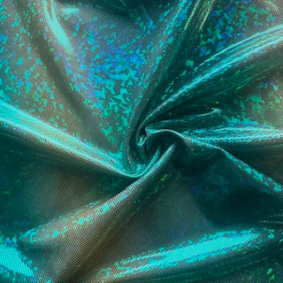 Fantasia Polyester Spandex Hologram Shattered Foil Fabric | Spande Palace Green
