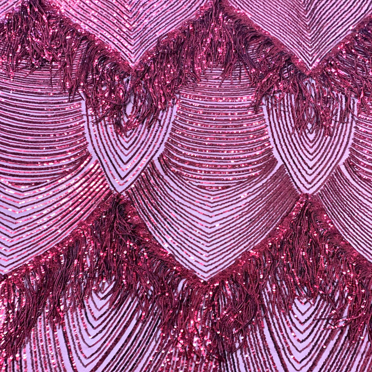 Flamingo Fringe Embroidered Stretch Sequin Fabric | Spandex Palace
