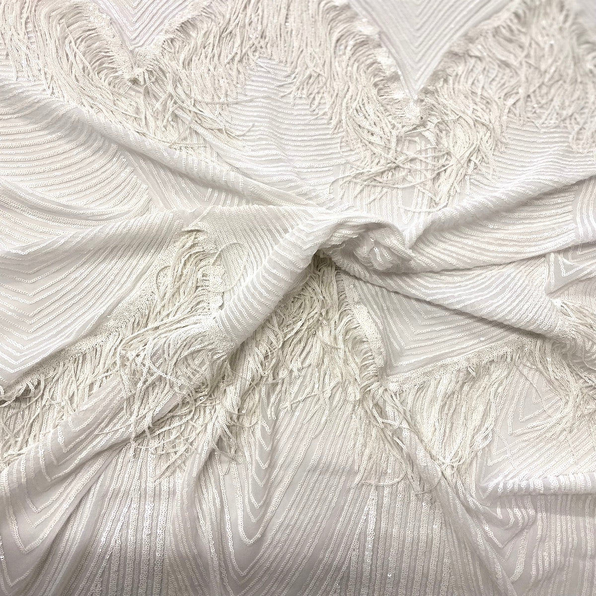 Flamingo Fringe Embroidered Stretch Sequin Fabric | Spandex Palace