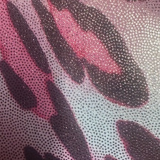 Wild Panther Foiled Design Polyester Spandex Tricot Fabric | Spandex Palace Pink