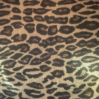 Faux Leopard Foiled Print Polyester Spandex Fabric | Spandex Palace Brown