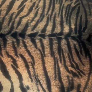 Tiger Foiled Print Polyester Spandex Tricot Fabric | Spandex Palace Brown