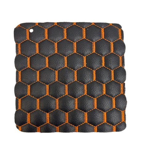 Honeycomb Hexagon Quilted Foam Backed Faux Leather Vinyl Fabric