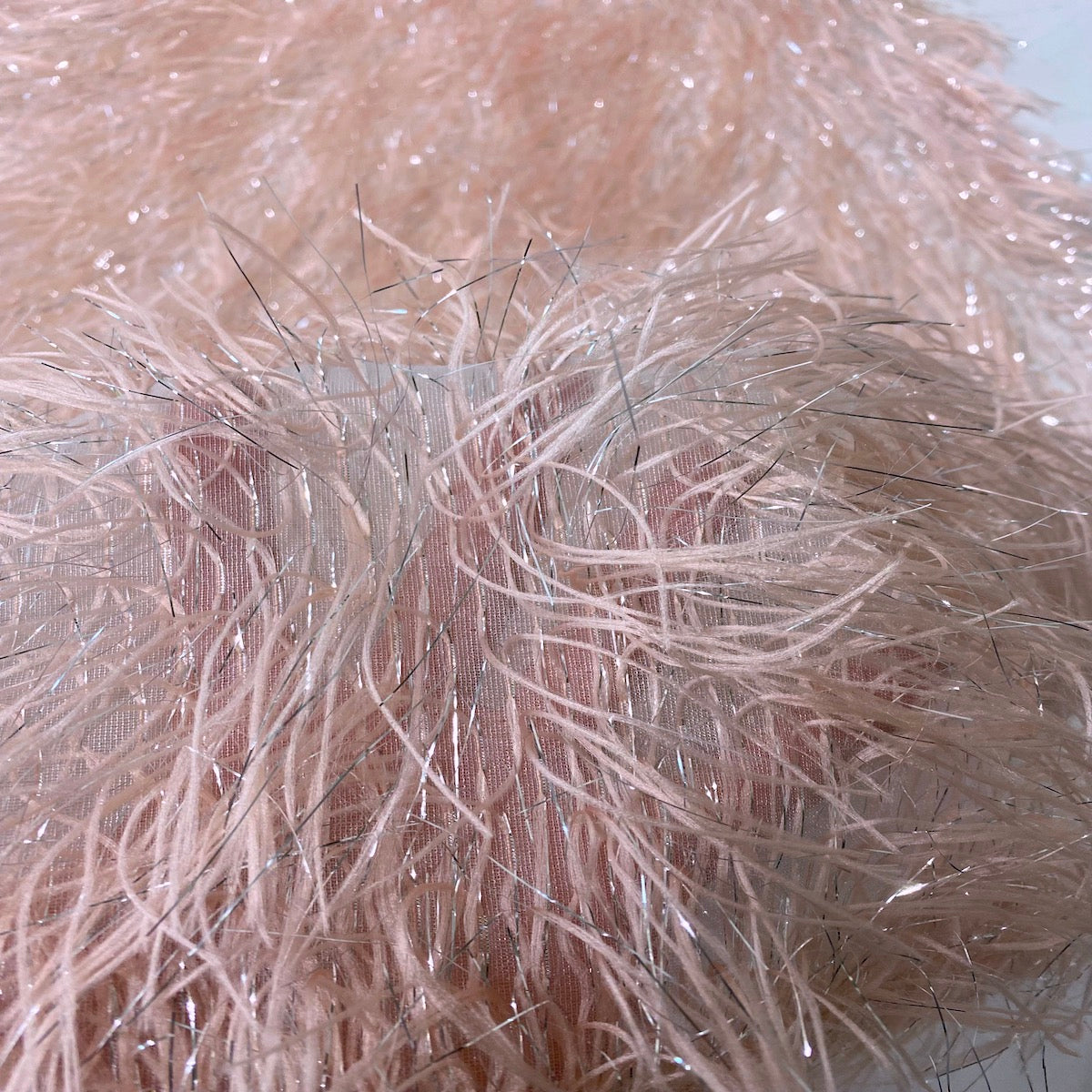 Metallic Faux Fur Tinsel Ostrich Feather Fabric | Spandex Palace