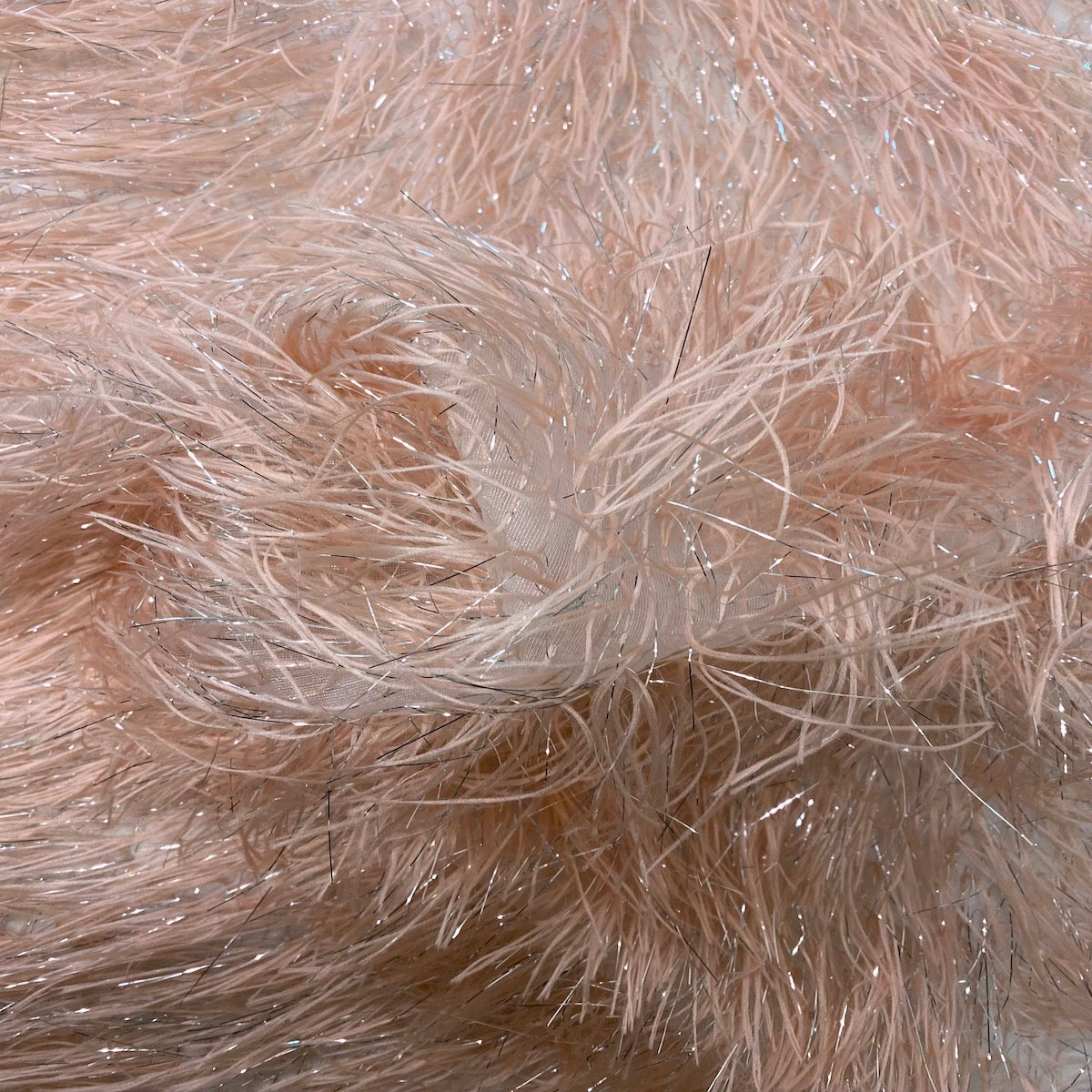 Metallic Faux Fur Tinsel Ostrich Feather Fabric | Spandex Palace