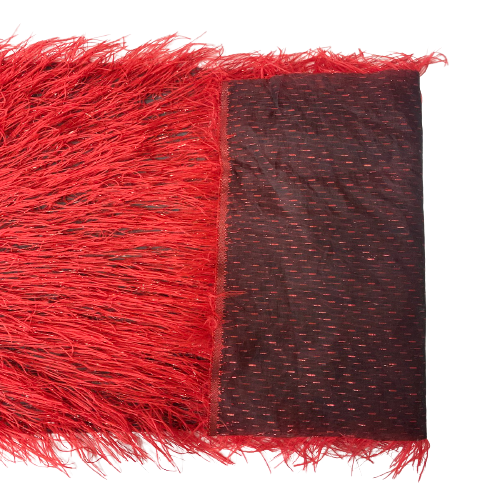 Metallic Faux Fur Tinsel Ostrich Feather Fabric | Spandex Palace