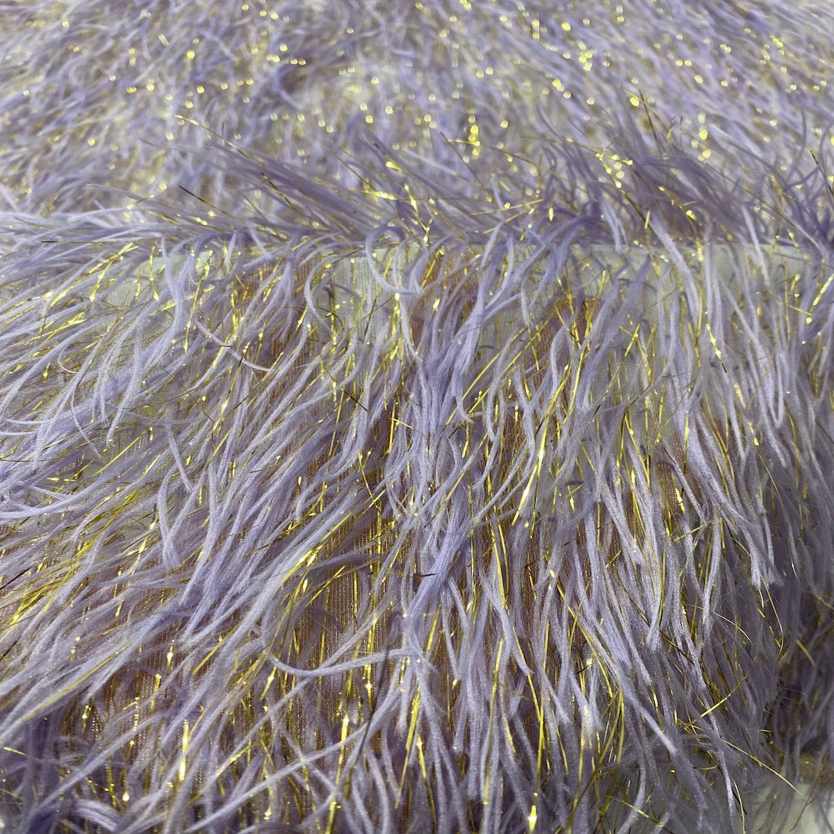 Metallic Faux Fur Tinsel Ostrich Feather Fabric | Spandex Palace