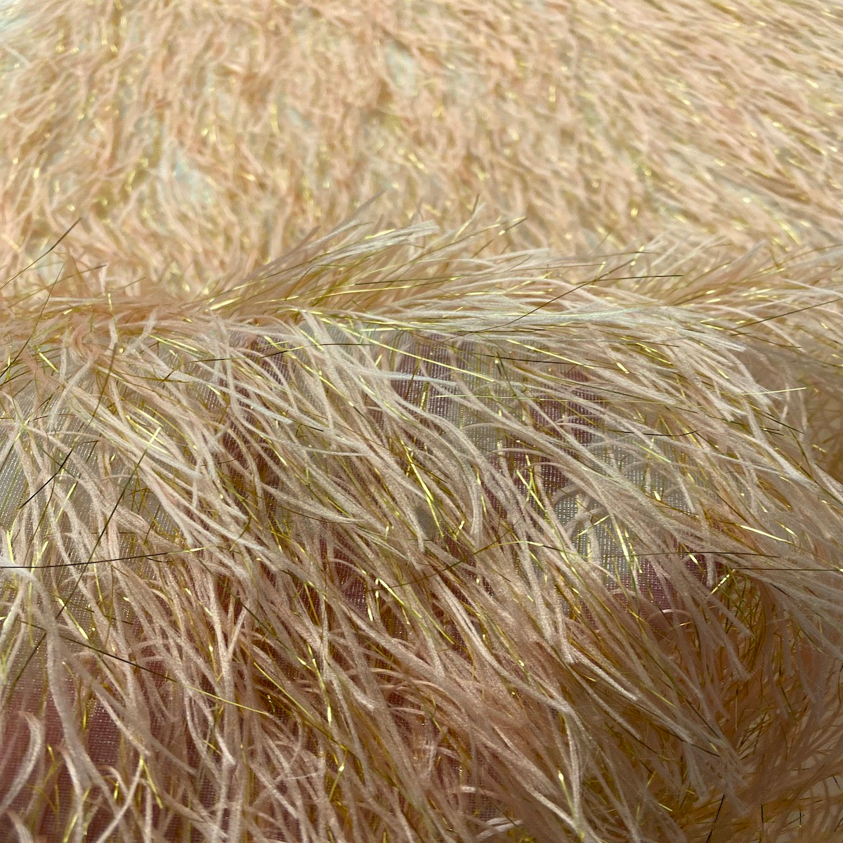 Metallic Faux Fur Tinsel Ostrich Feather Fabric | Spandex Palace
