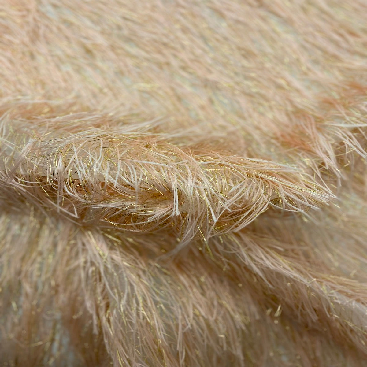 Metallic Faux Fur Tinsel Ostrich Feather Fabric | Spandex Palace