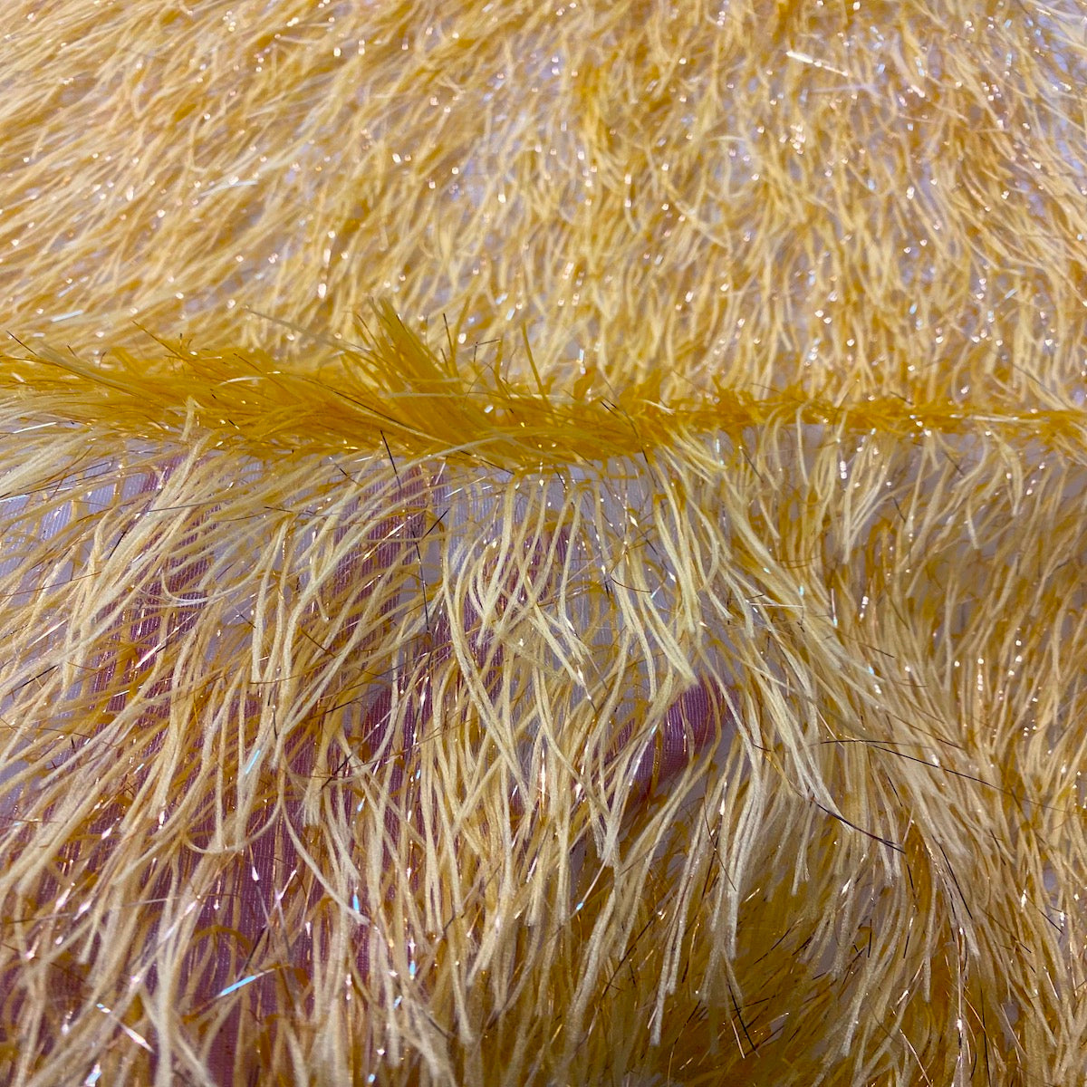 Metallic Faux Fur Tinsel Ostrich Feather Fabric | Spandex Palace
