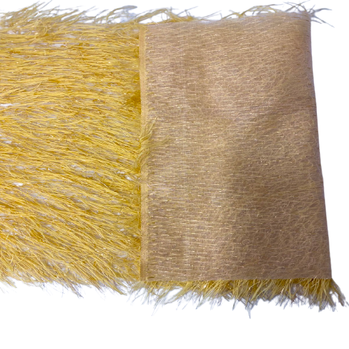 Metallic Faux Fur Tinsel Ostrich Feather Fabric | Spandex Palace