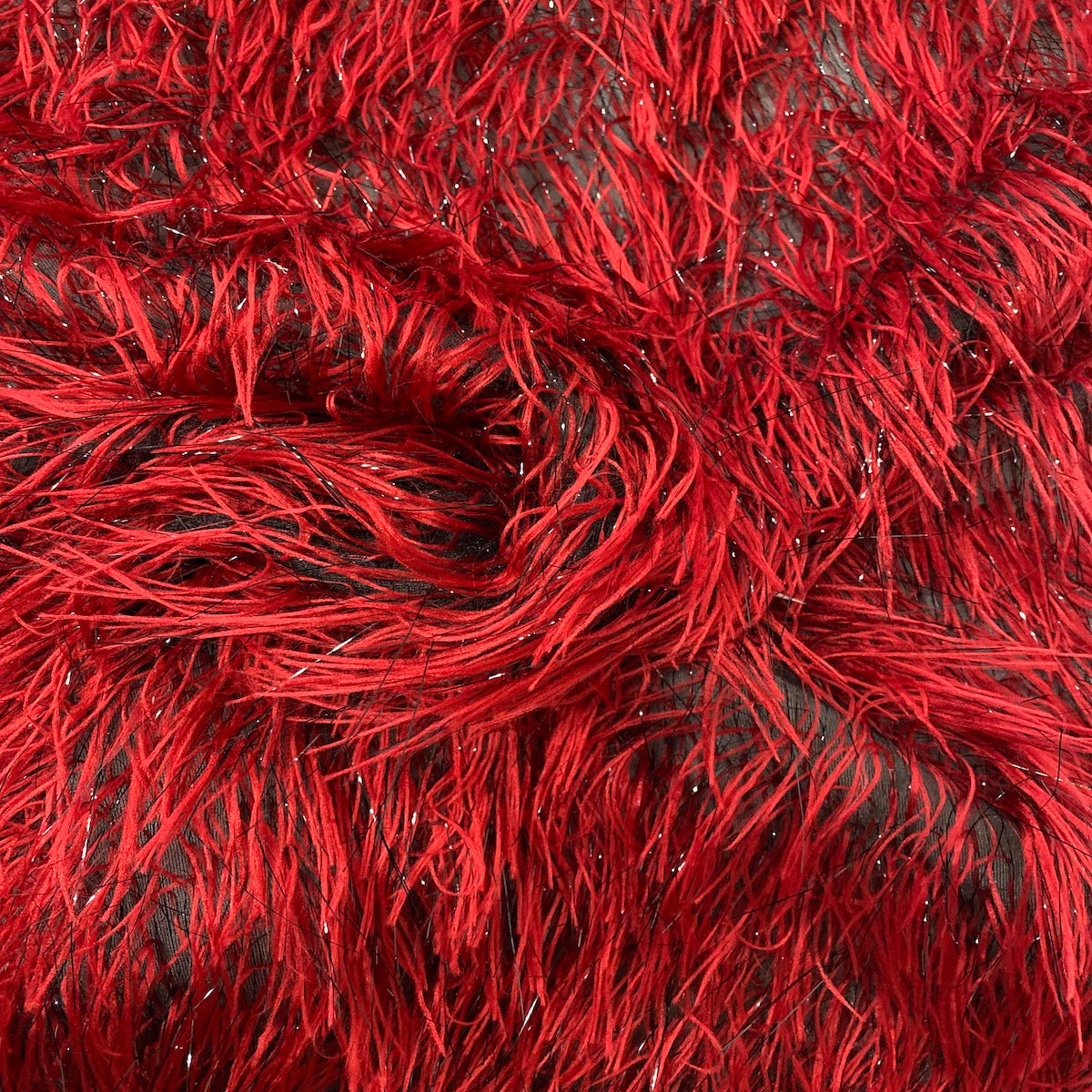 Metallic Faux Fur Tinsel Ostrich Feather Fabric | Spandex Palace