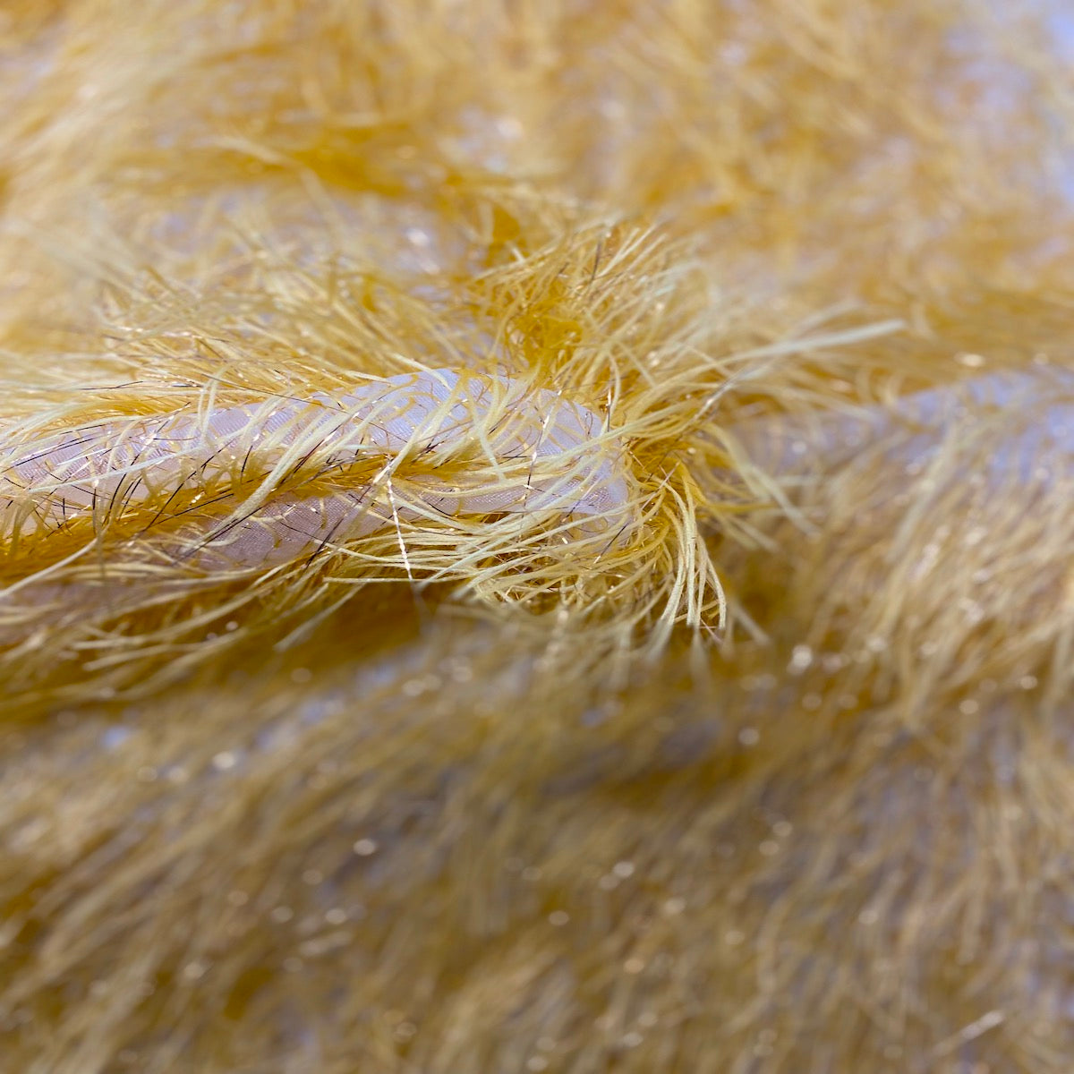 Metallic Faux Fur Tinsel Ostrich Feather Fabric | Spandex Palace