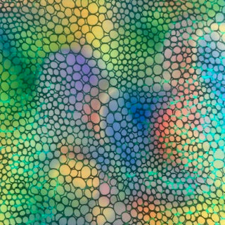 Digital Hologram Wasp Nest 4 Way Stretch Print Fabric | Spandex Palace Green
